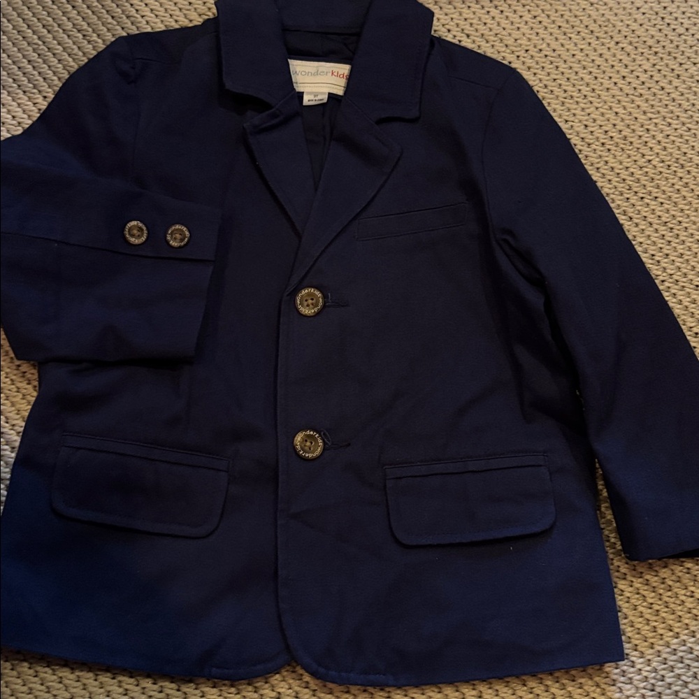 Jacket new toddler boys size 18 months cotton lining nylon navy pockets